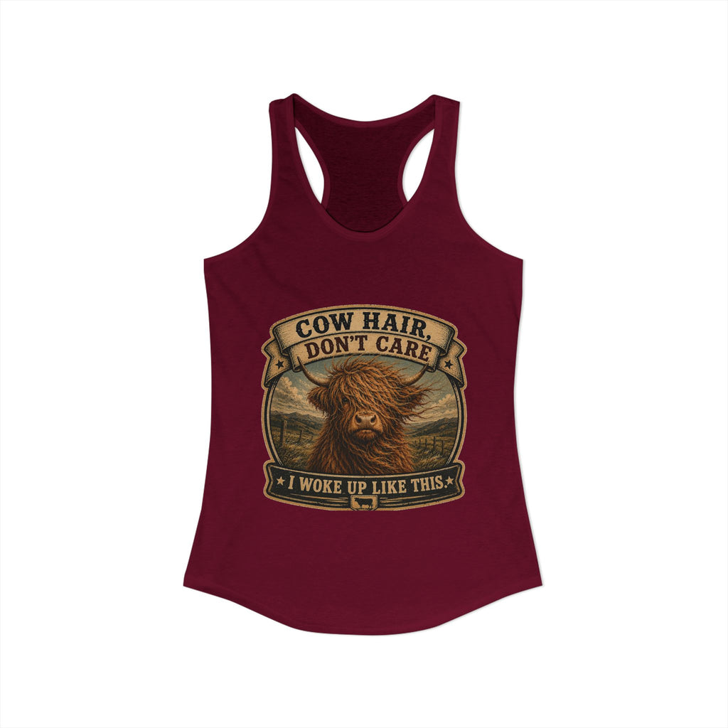 Cow Hair Don't Care Women's Ideal Racerback Tank
