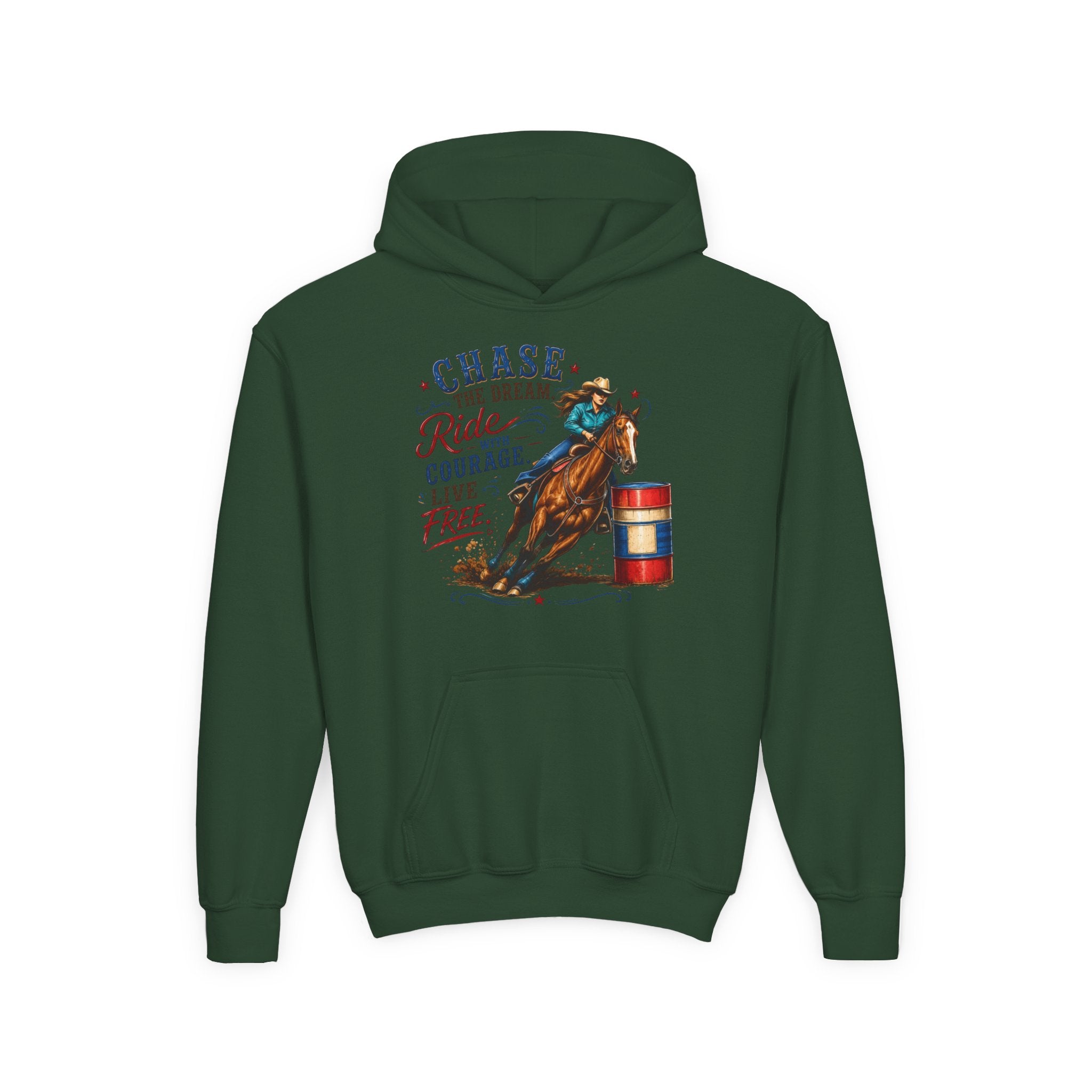 Chase the Dream with Courage Youth Heavy Blend Hooded Sweatshirt
