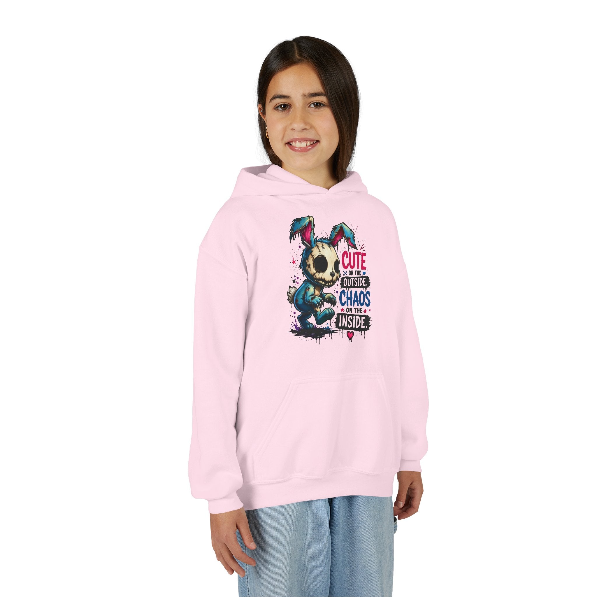 Cute on the Outside Choas on the Inside Youth Heavy Blend Hooded Sweatshirt
