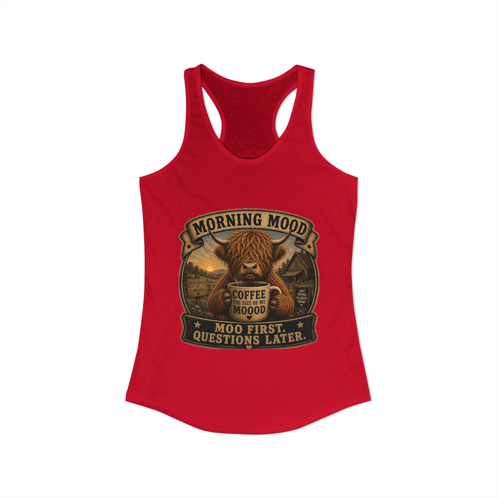 Morning Mood Highland Cow Women's Ideal Racerback Tank