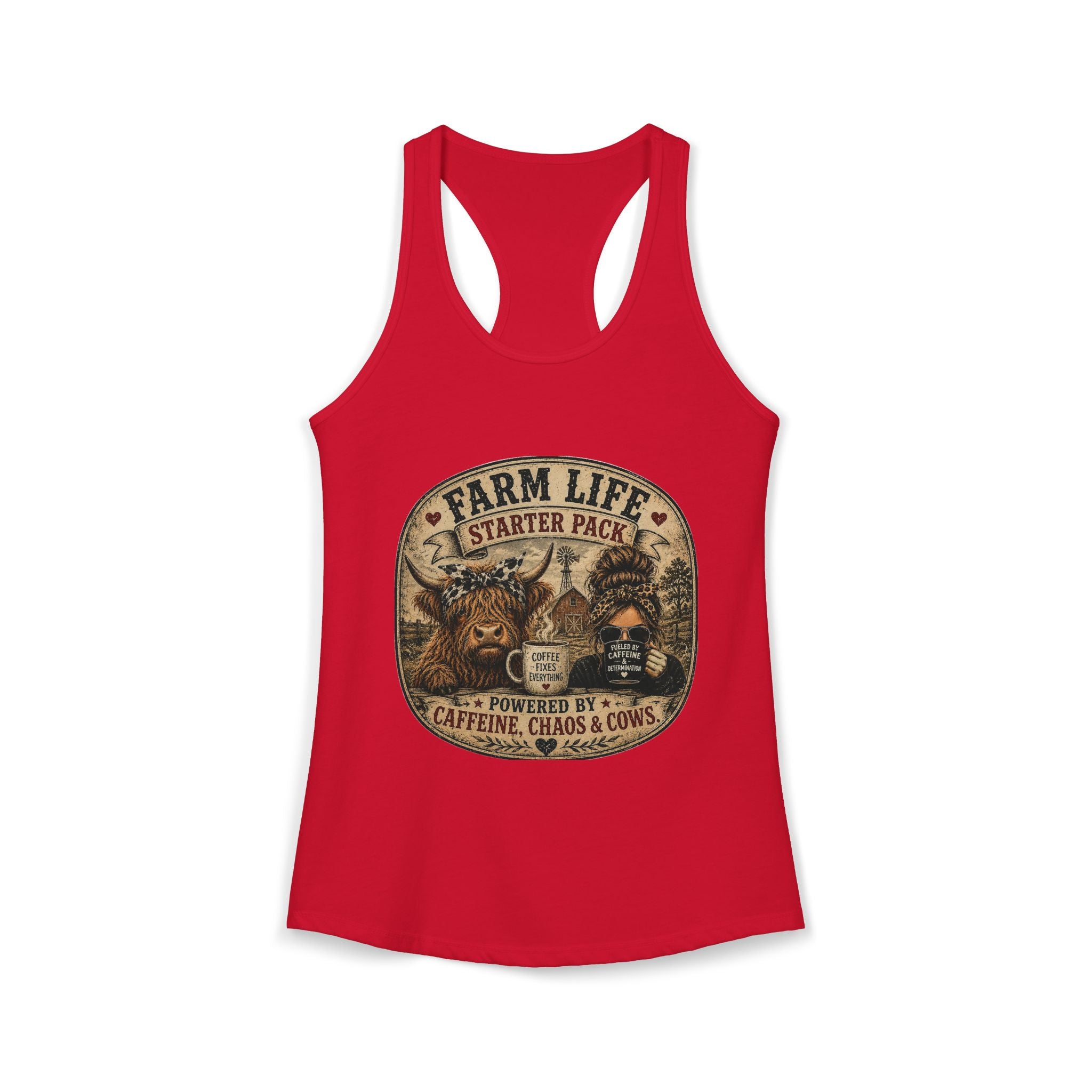 Farm Life Highland Cow Women's Ideal Racerback Tank