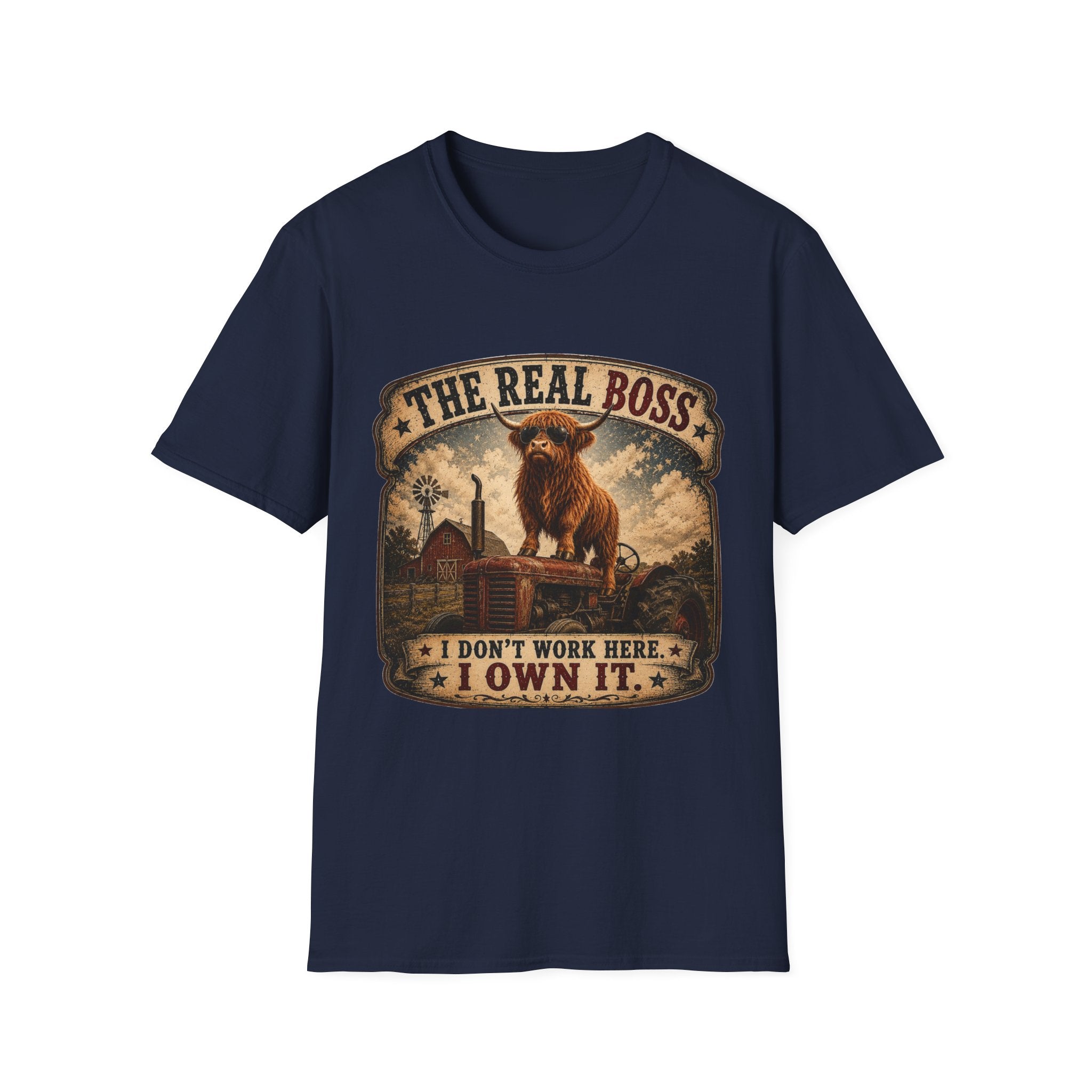 The Real Boss Highland Cow Unisex Softstyle T-Shirt