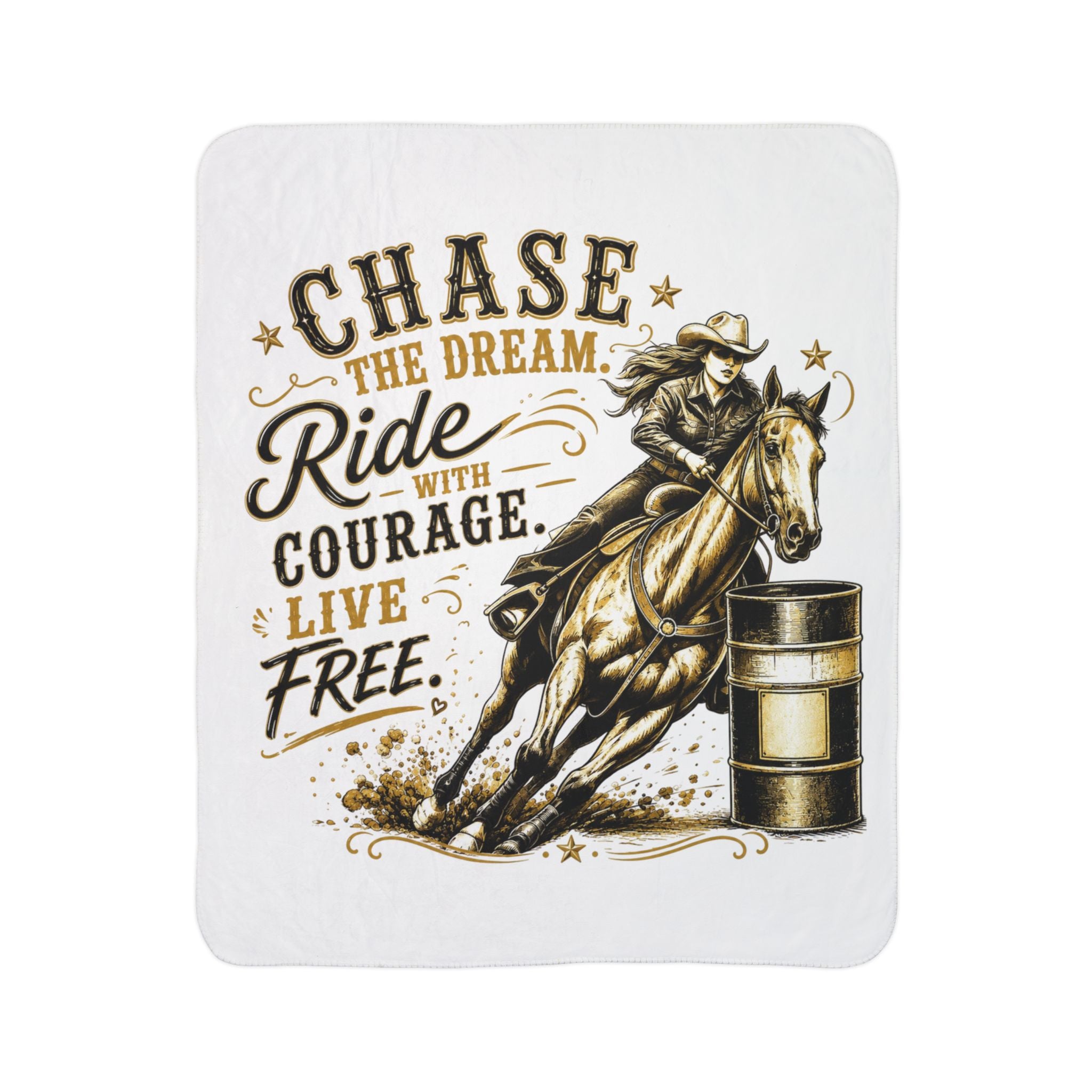 Chase Your Dream Horse Gold Fleece Sherpa Blanket
