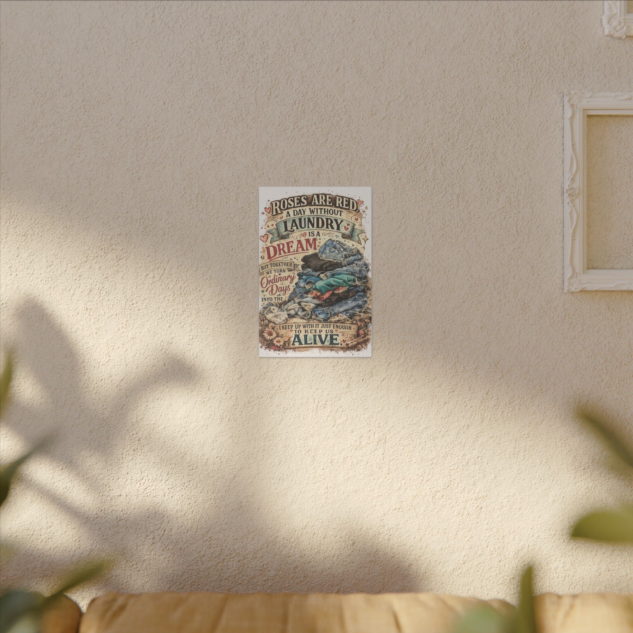 Laundry Wall Art Canvas – “A Day Without Laundry Is a Dream” Vintage Kitchen Decor
