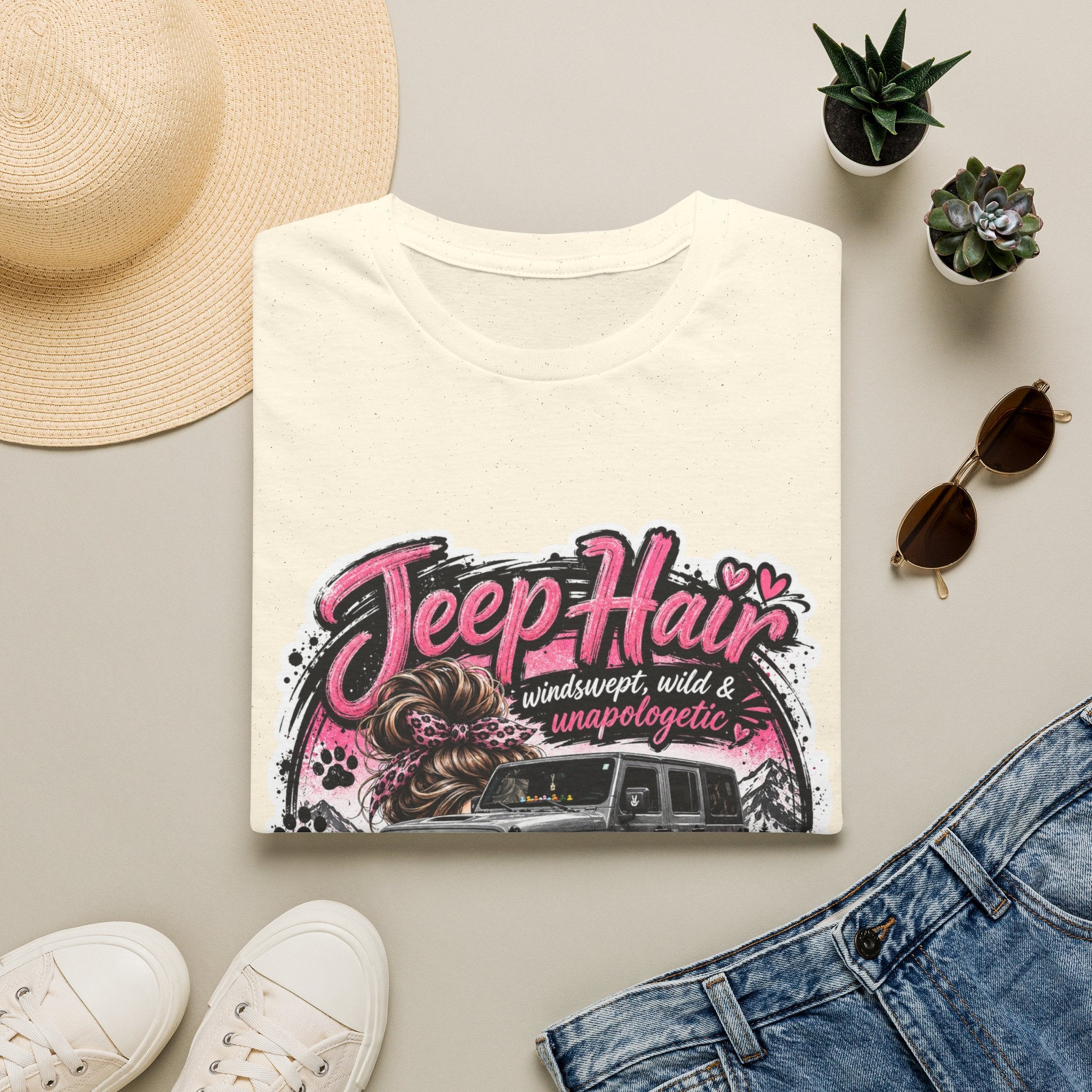 Jeep Hair Don't Care (Pink) Unisex Softstyle T-Shirt