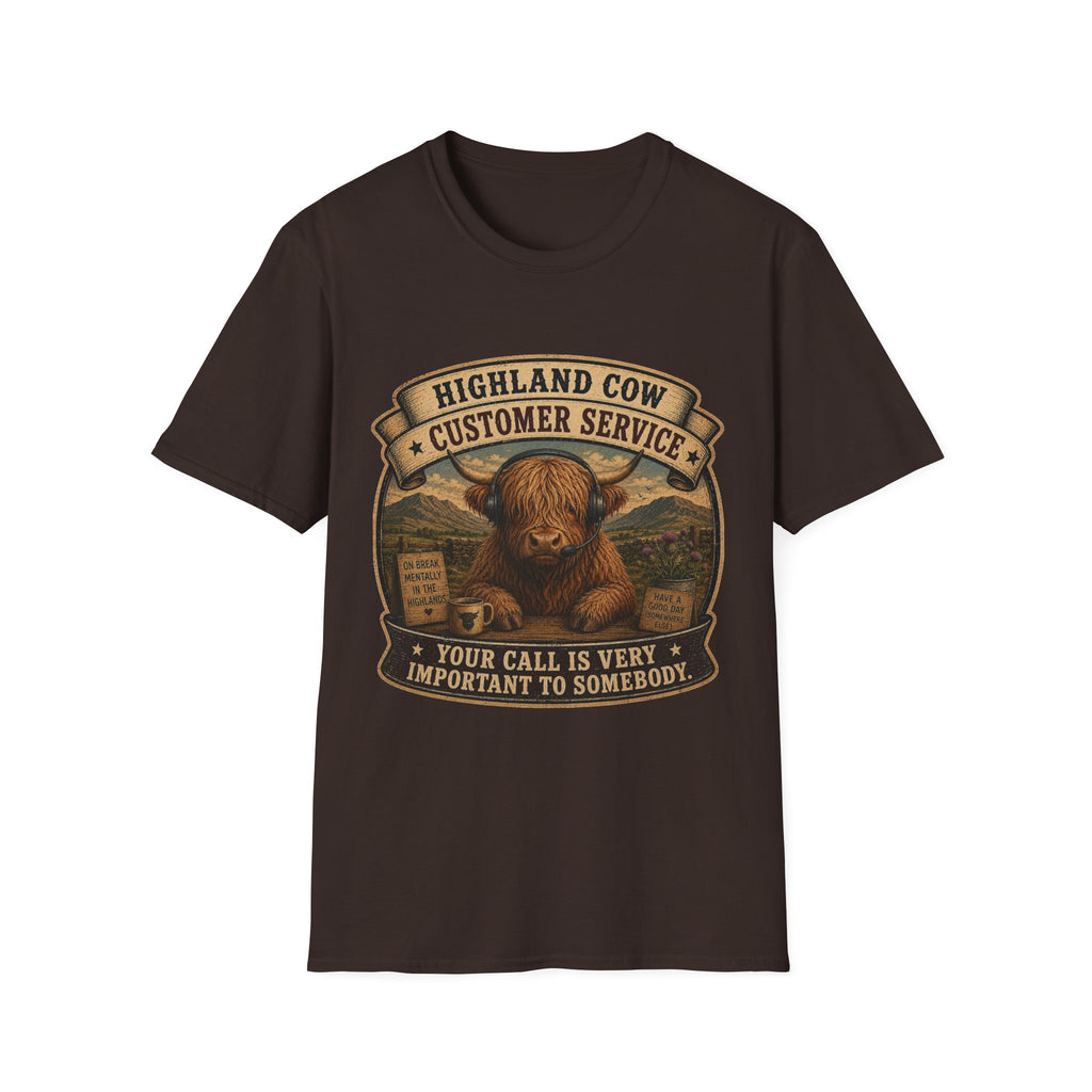 Highland Cow Customer Service Unisex Softstyle T-Shirt