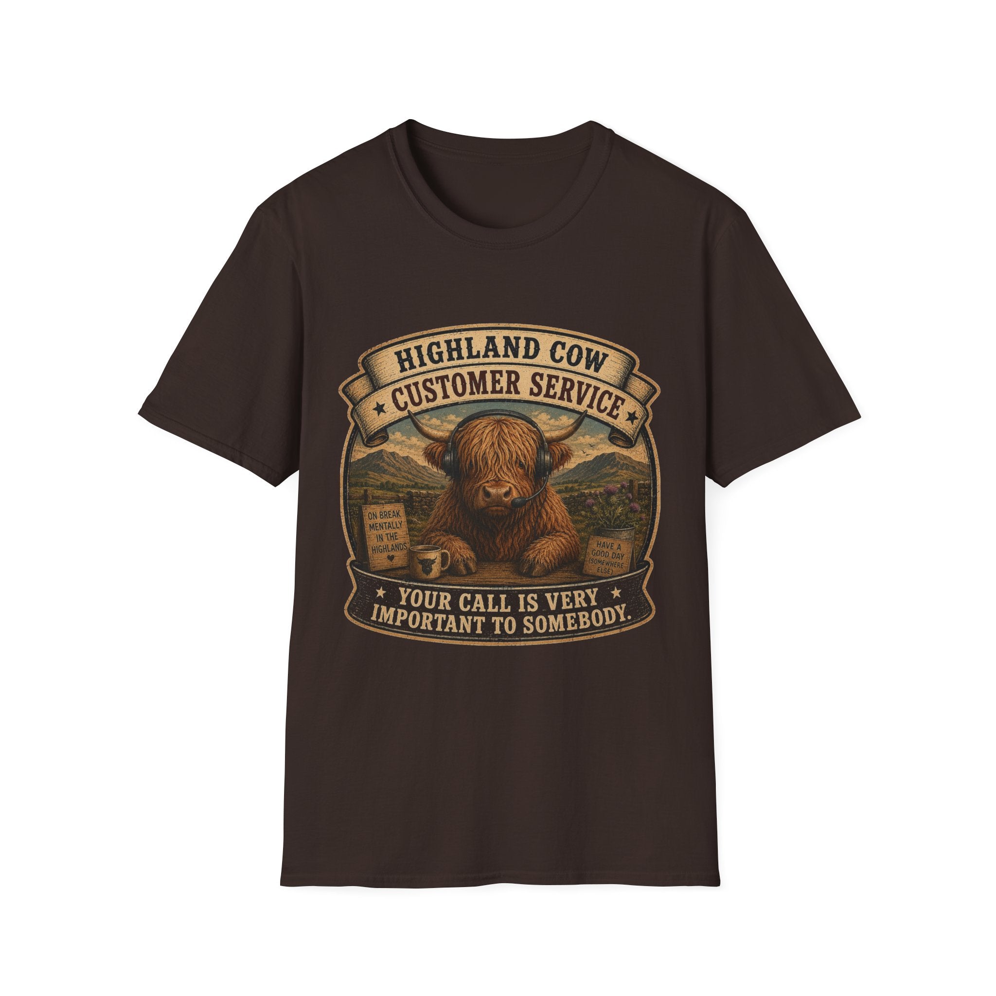 Highland Cow Customer Service Unisex Softstyle T-Shirt