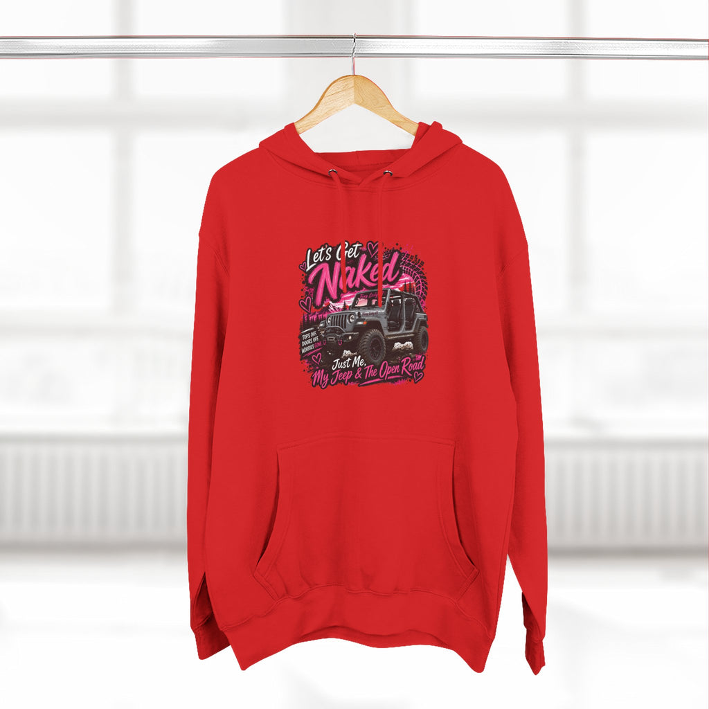 Jeep 'Let's Get Naked' Graphic Hoodie — (Pink) Off-Road Adventure Pullover