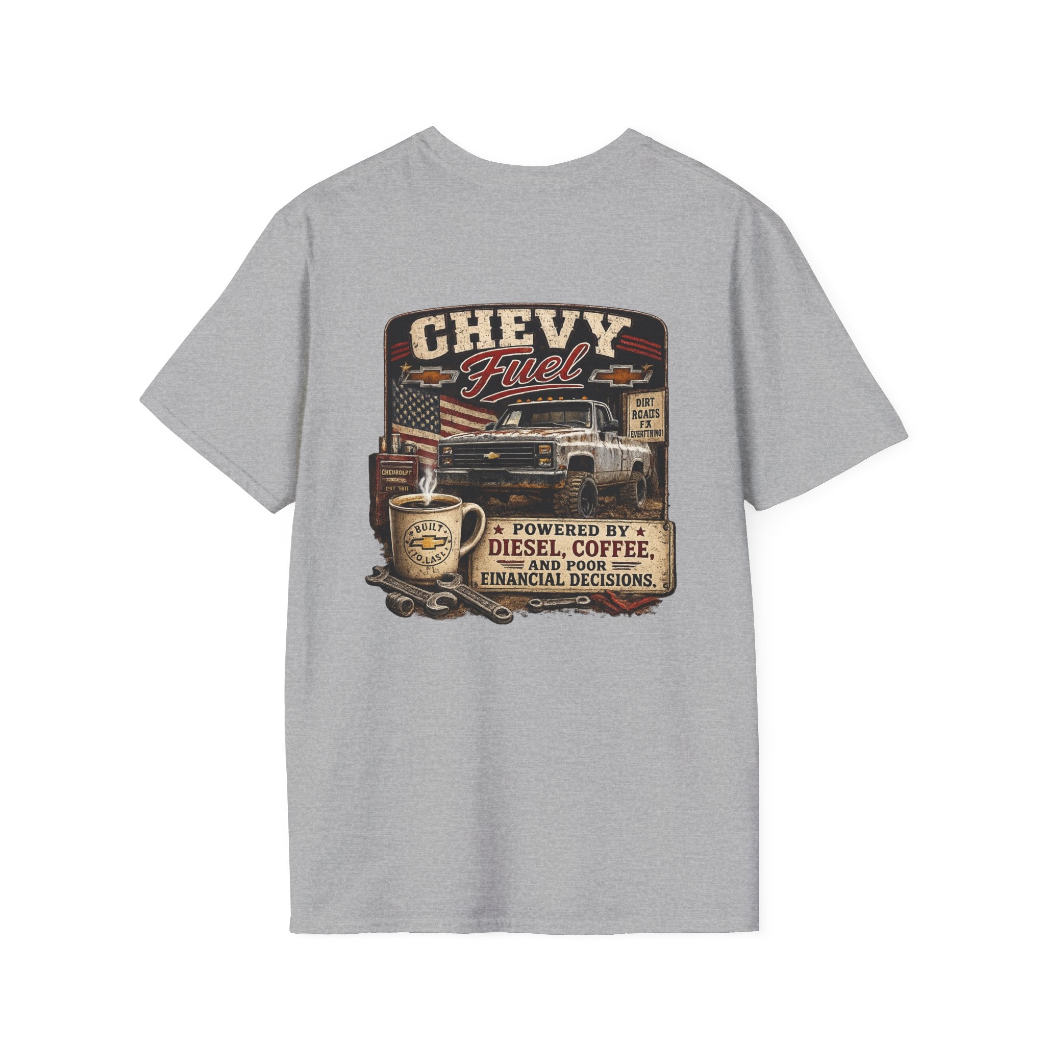 Chevy Fuel - Chevrolet K30 Vintage Badge T-Shirt — Classic Truck Emblem Pocket Tee