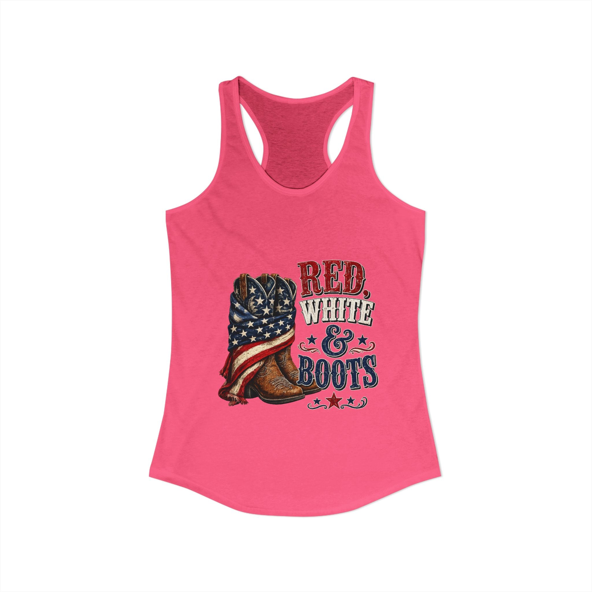 Red, White, & Boots Women's Ideal Racerback Tank