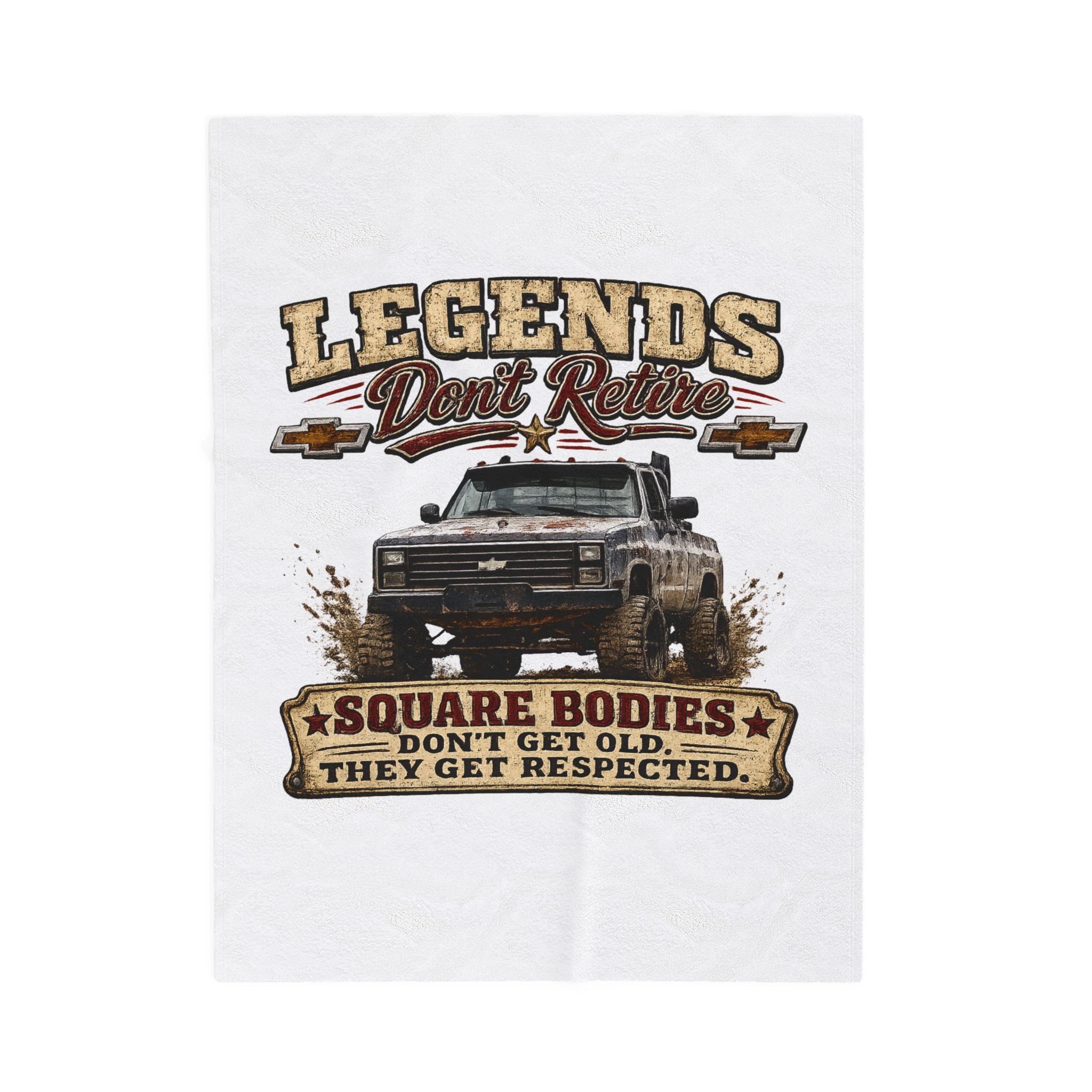 "Legends Don't Retire" Square Body Chevy Truck Throw - Velveteen Blanket