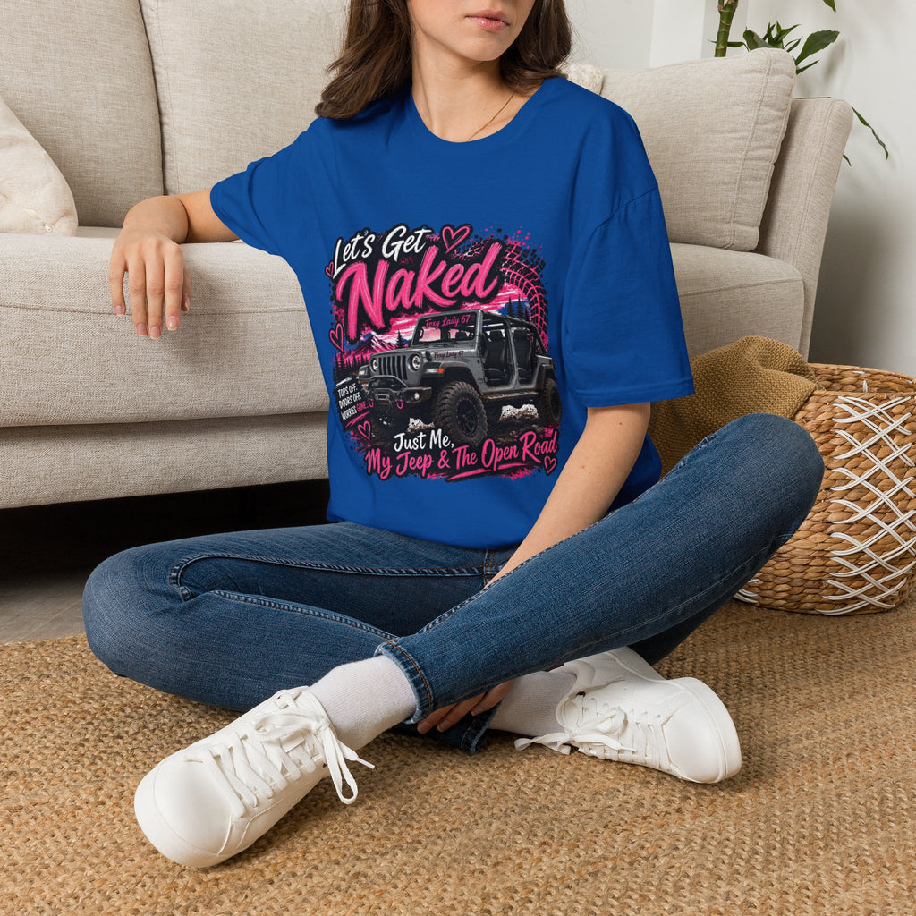 Jeep 'Let's Get Naked' Graphic T-Shirt — (Pink) Funny Off-Roading Top