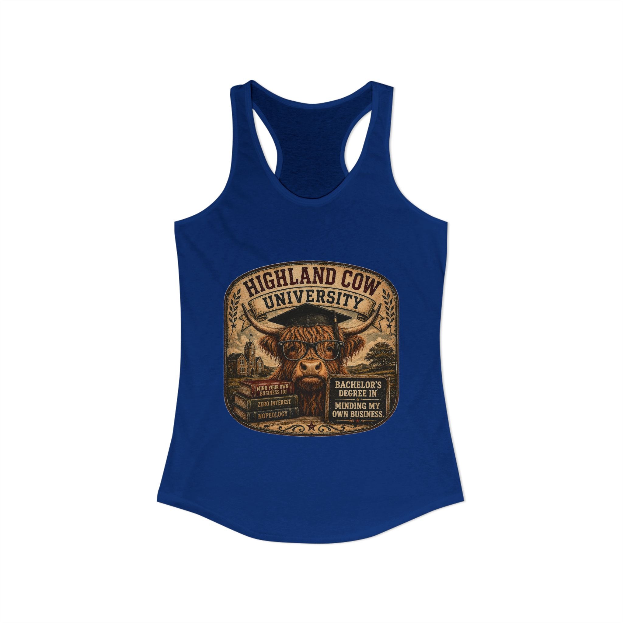 Highland Cow University Women's Ideal Racerback Tank