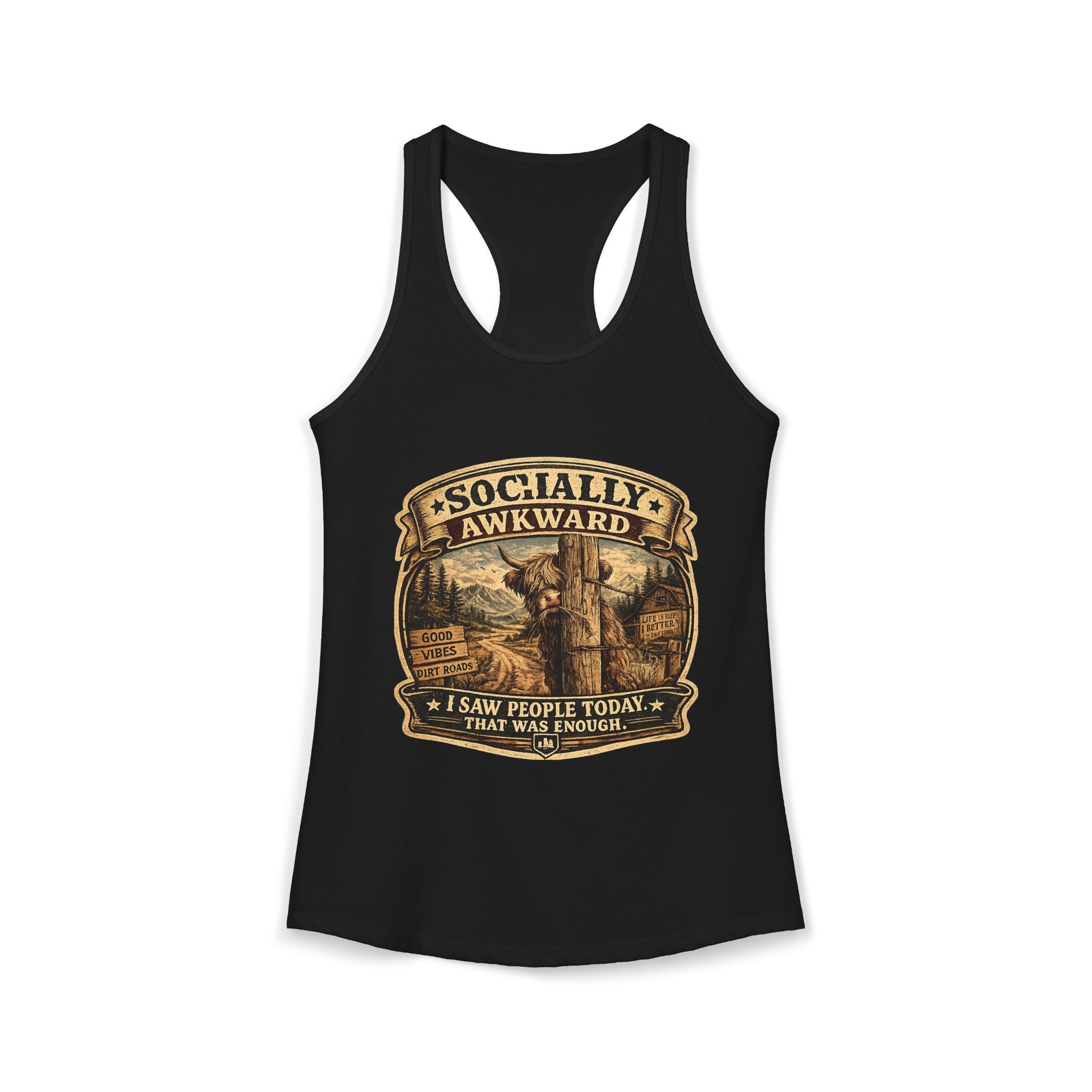 Socially Awkward Highland Cow Women's Ideal Racerback Tank