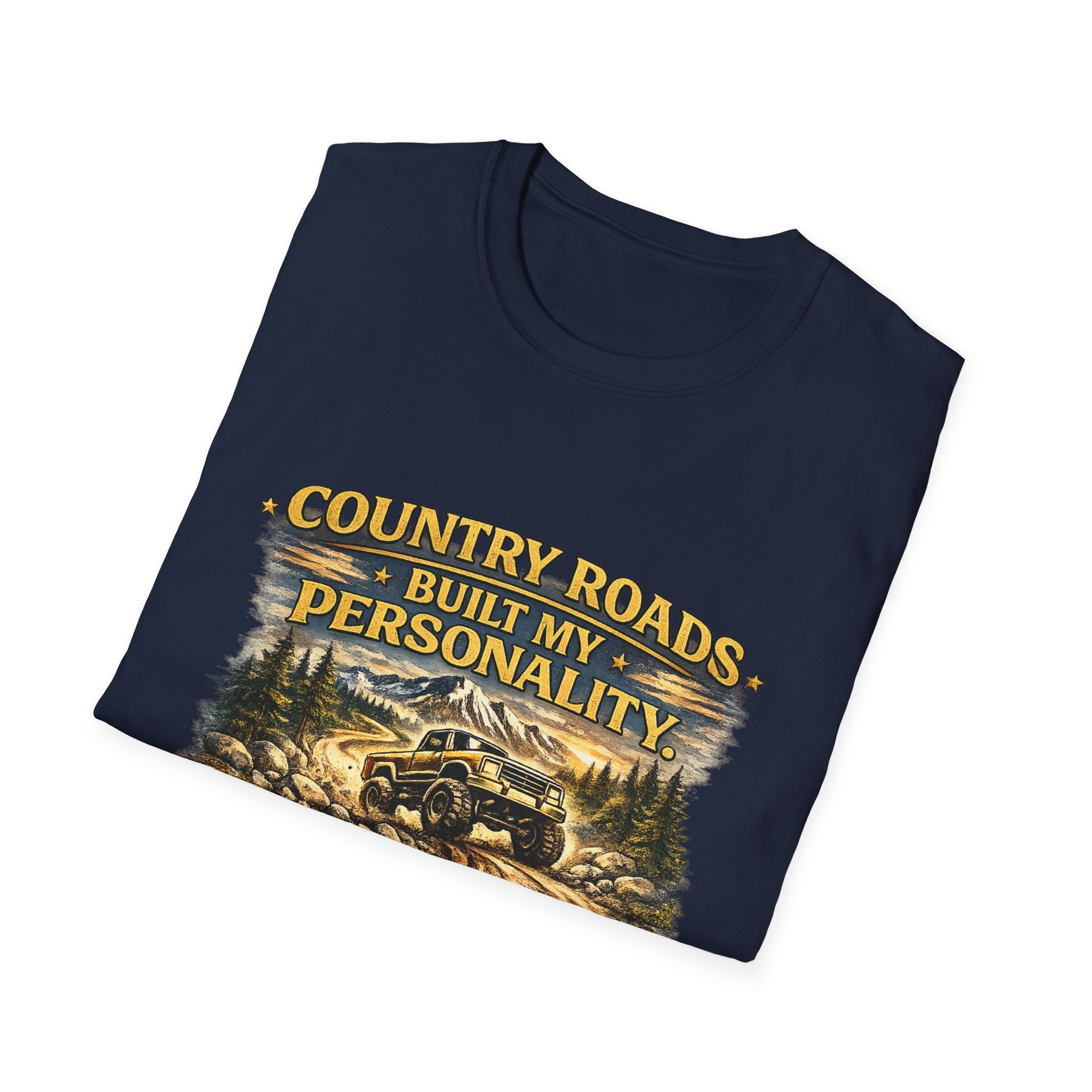 "Country Roads Built My Personality" Vintage Mountain Truck Tee — T-Shirt