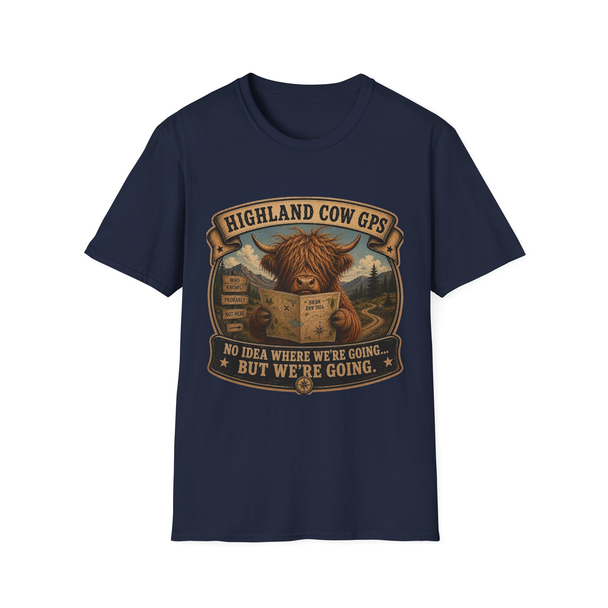 Highland Cow GPS Unisex Softstyle T-Shirt