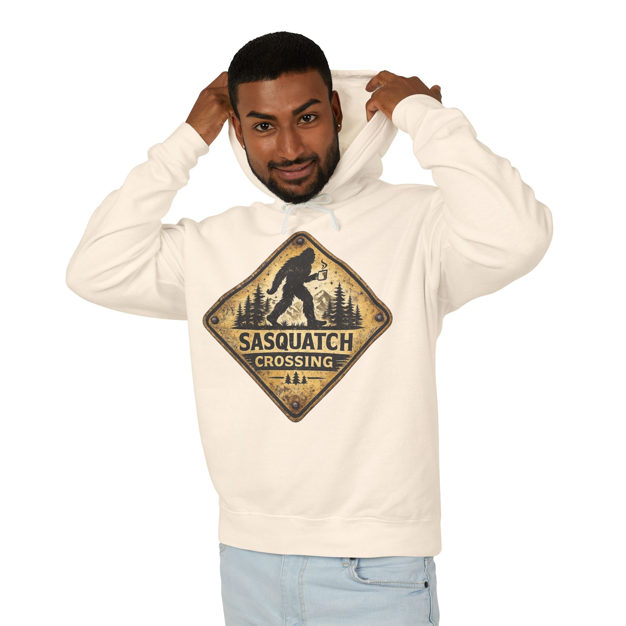 Sasquatch Crossing Hoodie – Vintage Bigfoot Forest Sign Sweatshirt