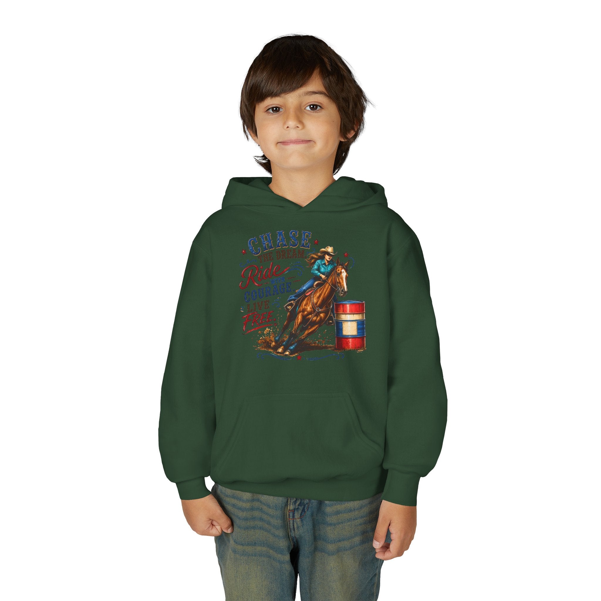 Chase the Dream with Courage Youth Heavy Blend Hooded Sweatshirt