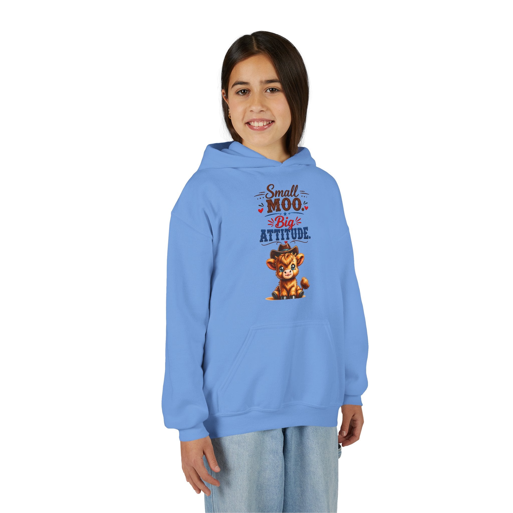 Small Moo Big Attitude Youth Heavy Blend Hooded Sweatshirt