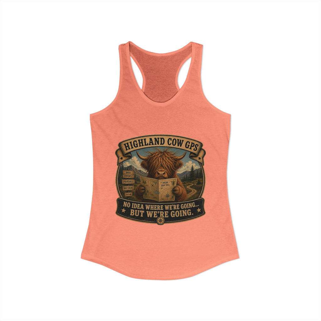 Highland Cow GPS Women's Ideal Racerback Tank