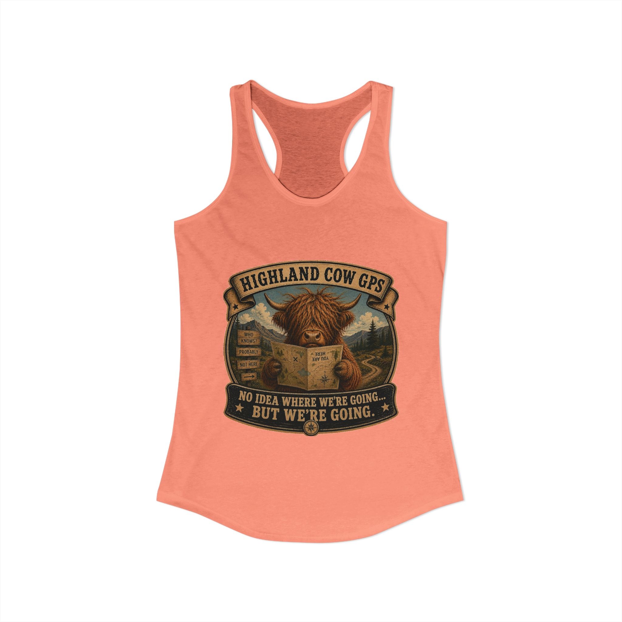 Highland Cow GPS Women's Ideal Racerback Tank
