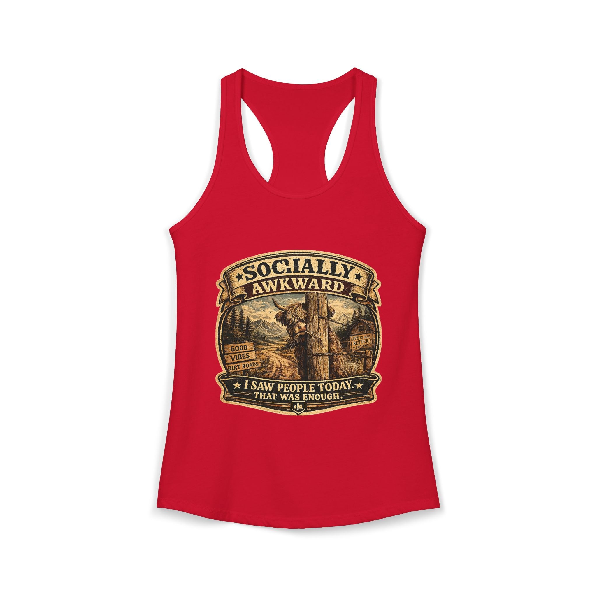 Socially Awkward Highland Cow Women's Ideal Racerback Tank