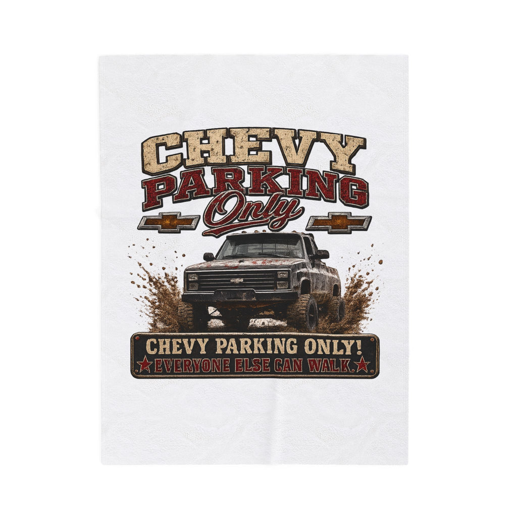 Chevy Parking Only Velveteen Plush Blanket – Off‑Road Truck Design