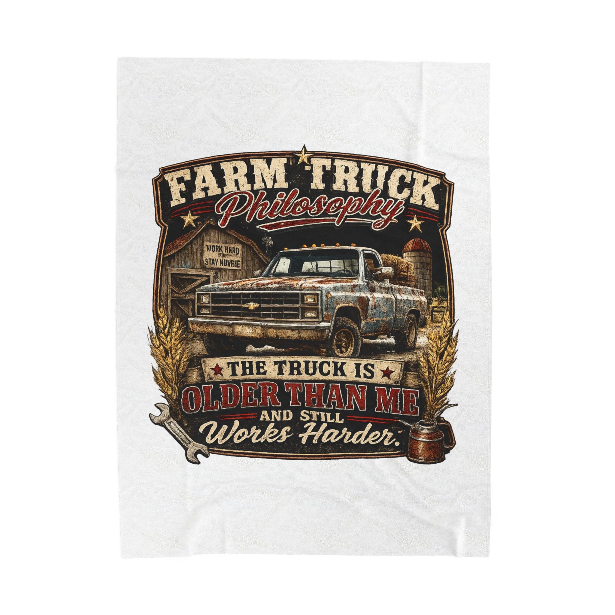 "The Truck Is Older Than Me and Still Works Harder" — Farm Truck Philosophy Velveteen Plush Blanket