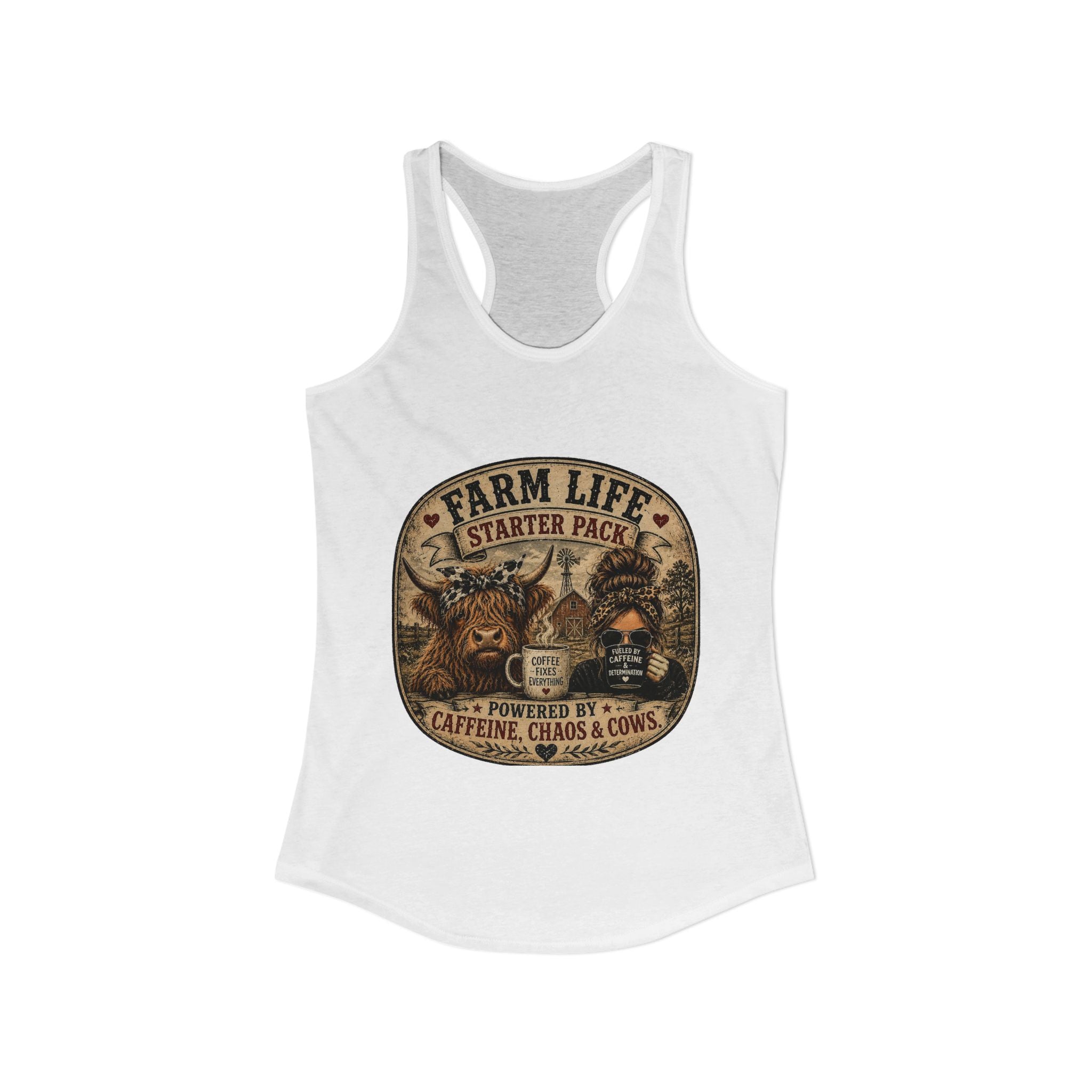 Farm Life Highland Cow Women's Ideal Racerback Tank