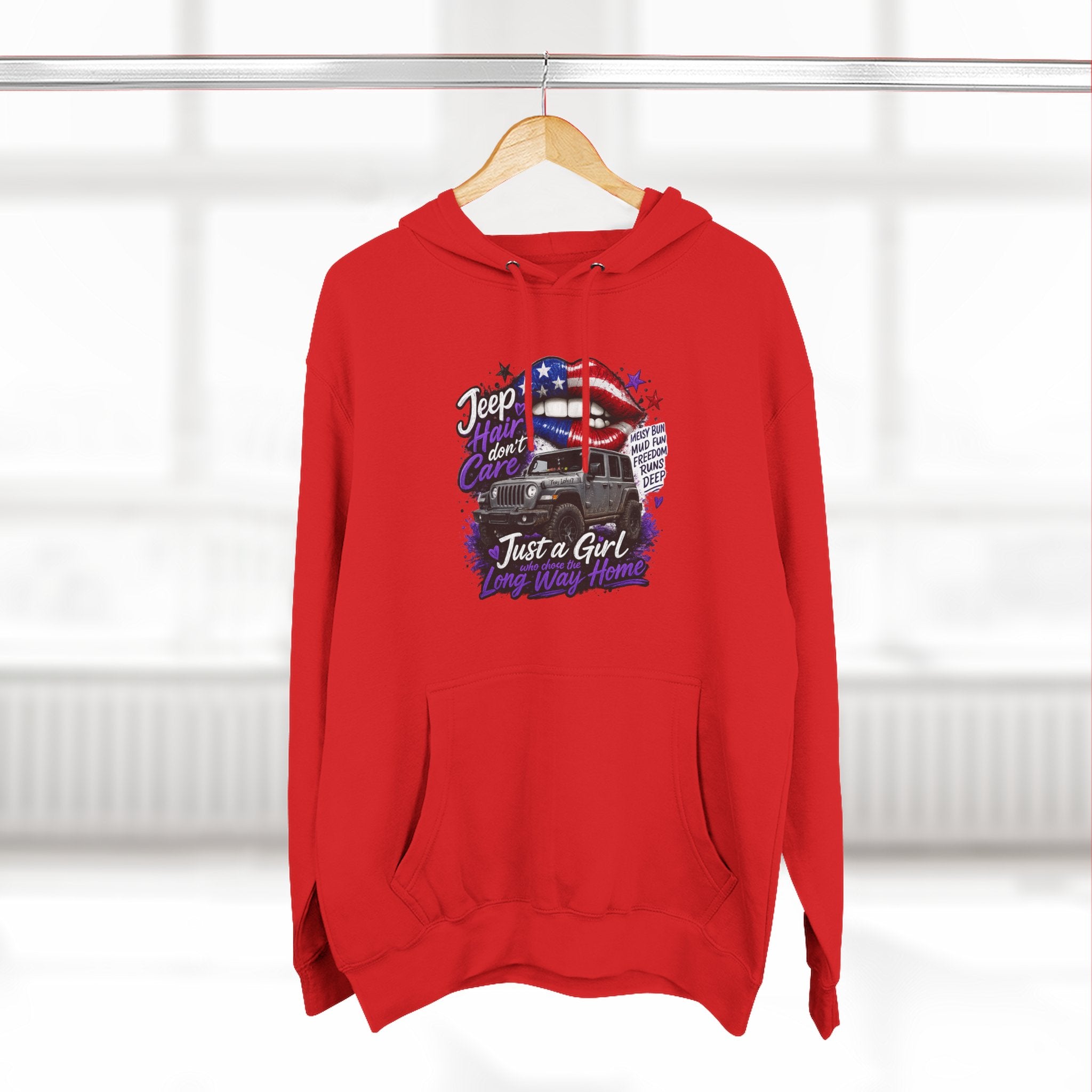 Patriotic 'Jeep Ain't Just a Girl Thing' – Graphic Fleece Pullover Jeep Driver Hoodie