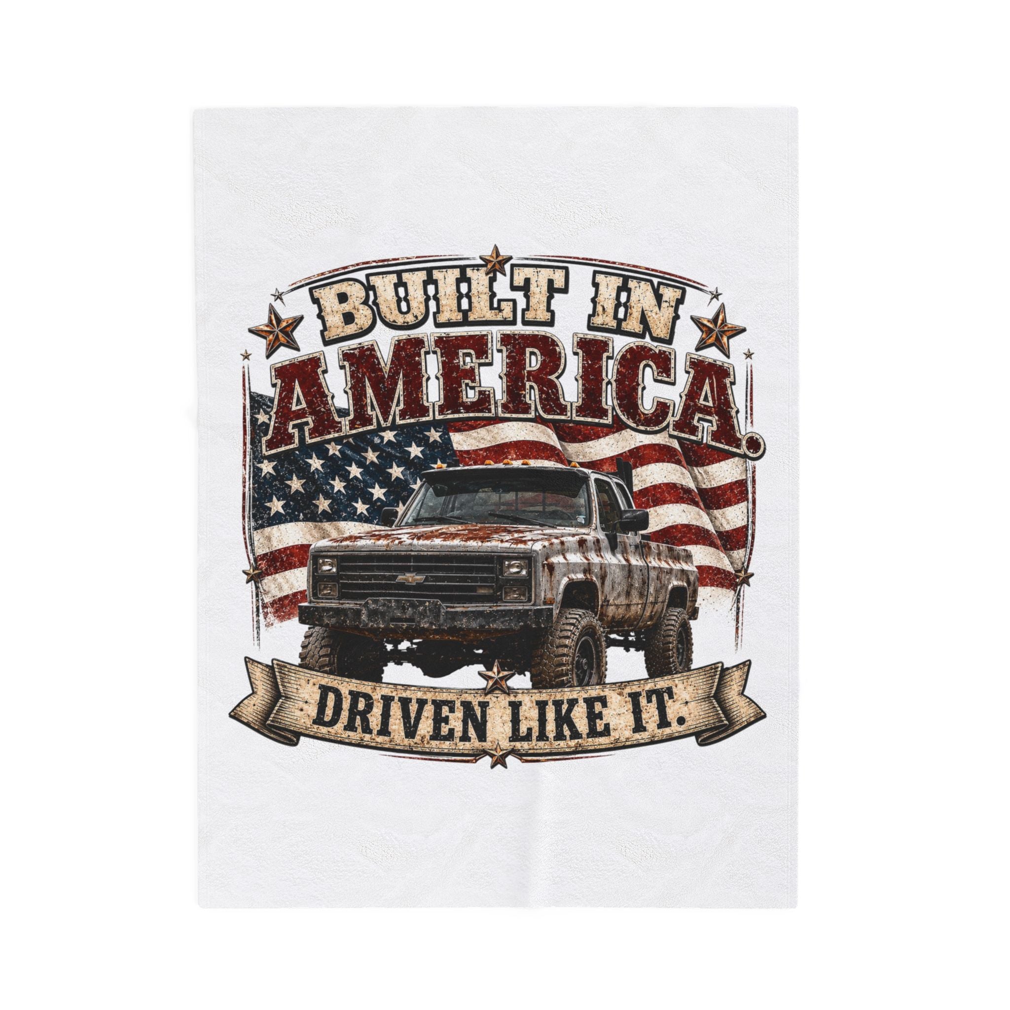 "Driven Like It" Patriotic American Flag Throw — Built in America Truck Velveteen Plush Blanket