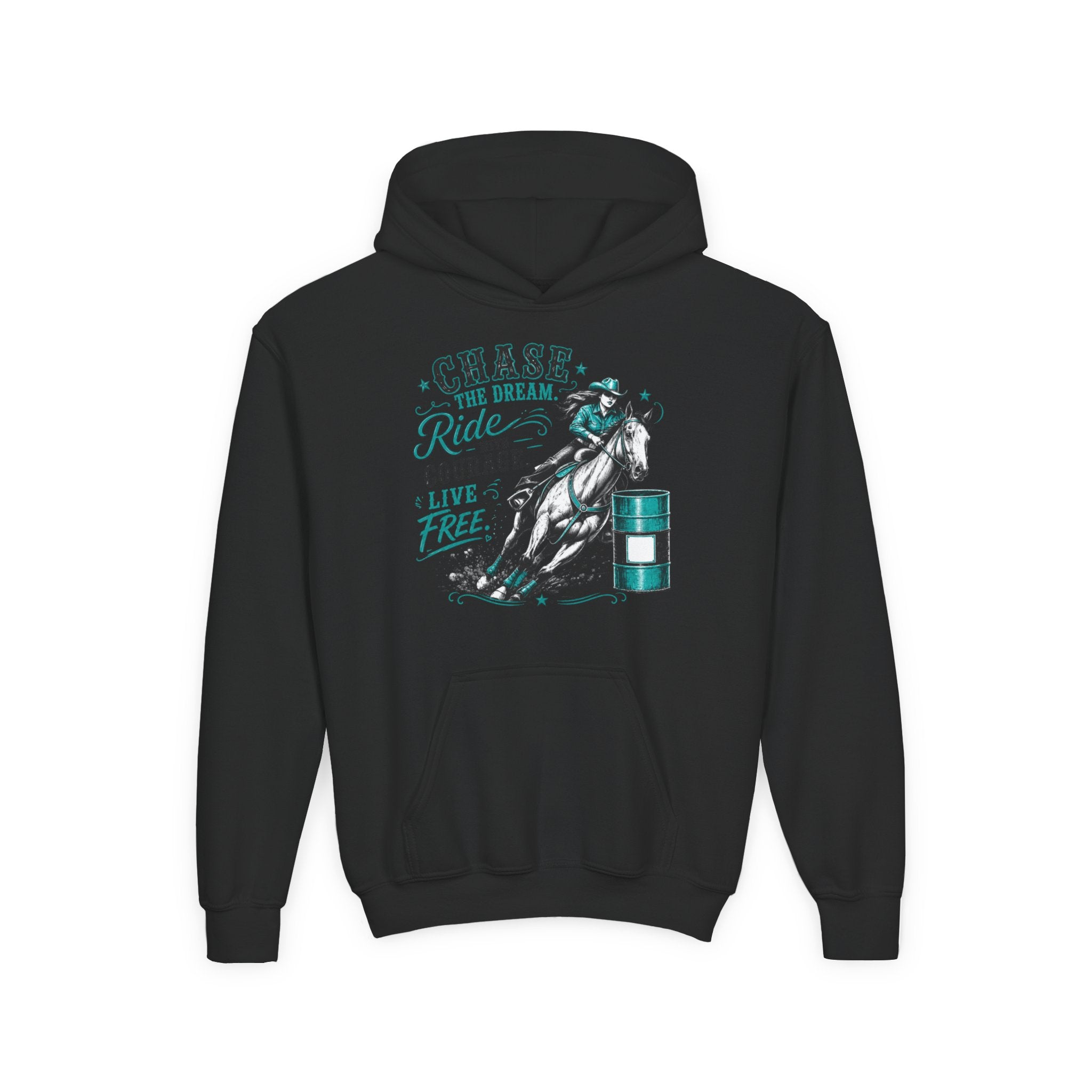 Chase the Dream Ride with Courage Youth Heavy Blend Hooded Sweatshirt