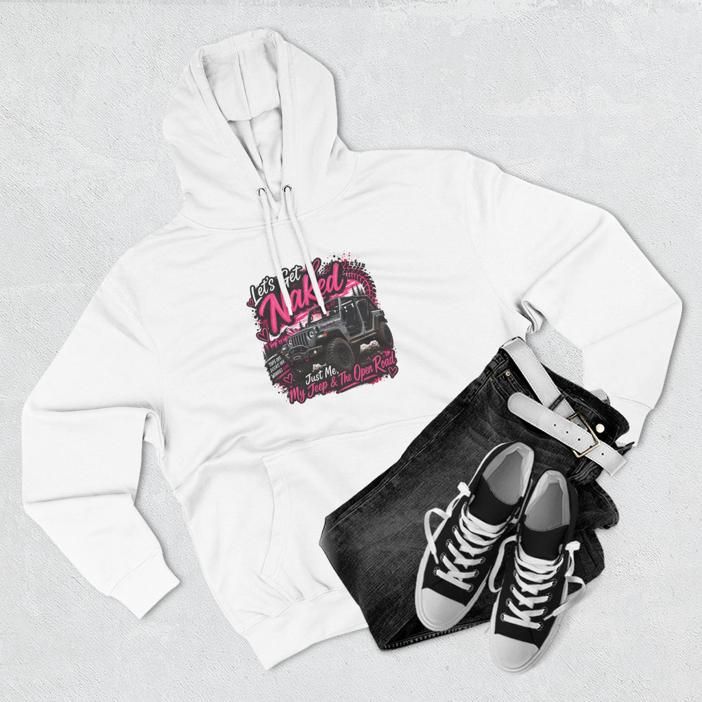 Jeep 'Let's Get Naked' Graphic Hoodie — (Pink) Off-Road Adventure Pullover