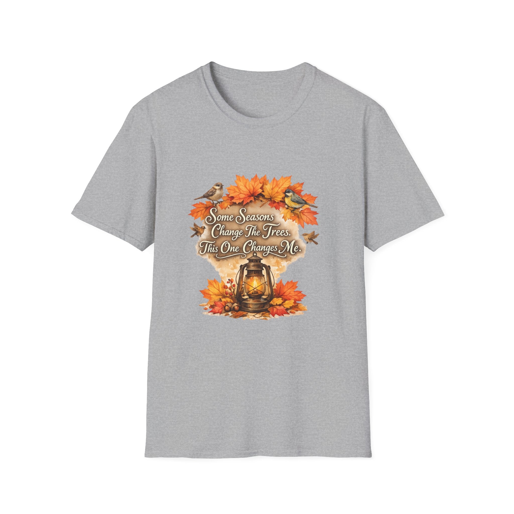 "Some Seasons Change The Trees, This One Changes Me" Autumn Bird Tee — Fall Leaves T-Shirt