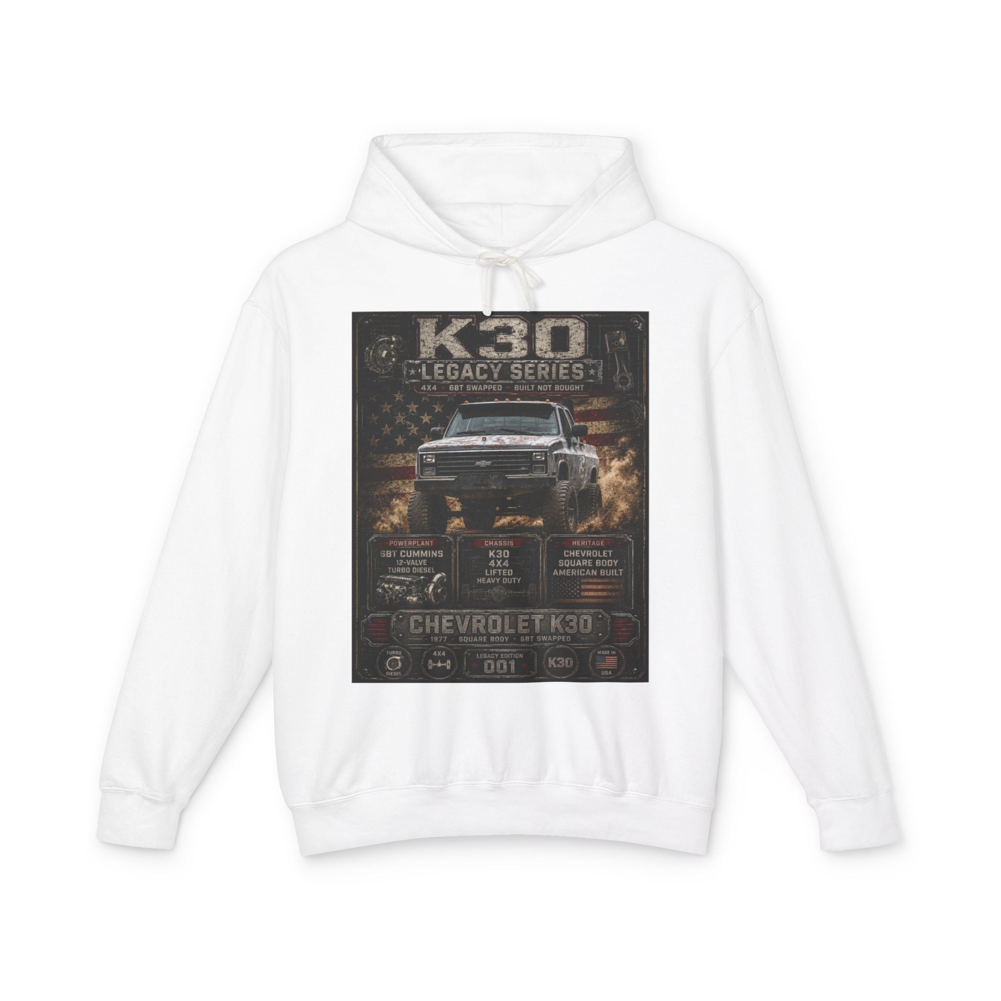 K30 Legacy Series Chevrolet K30 Truck Hoodie — Vintage Off-Road Mechanic Sweatshirt