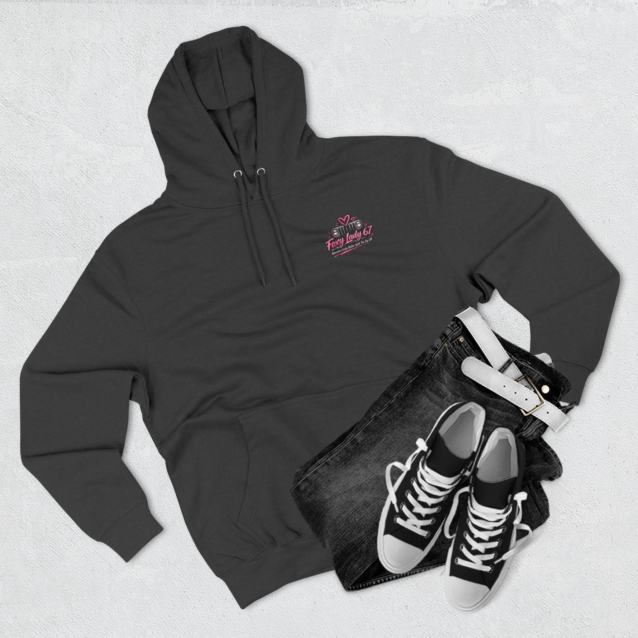 Let's Get Naked Jeep (design on front and back) Three-Panel Fleece Hoodie