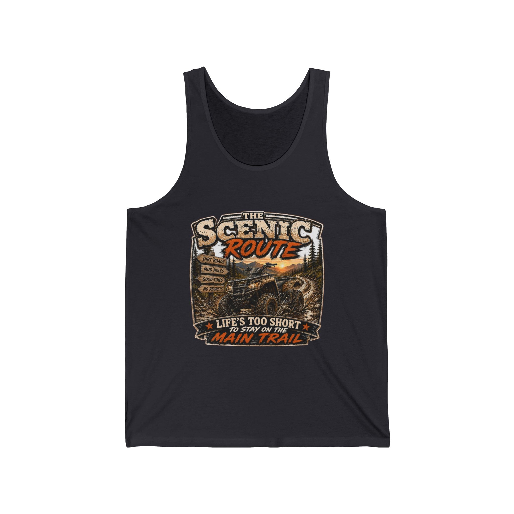 “Life’s Too Short, Take the Main Trail” Outdoor Adventure Tank — Scenic Route Tank Top