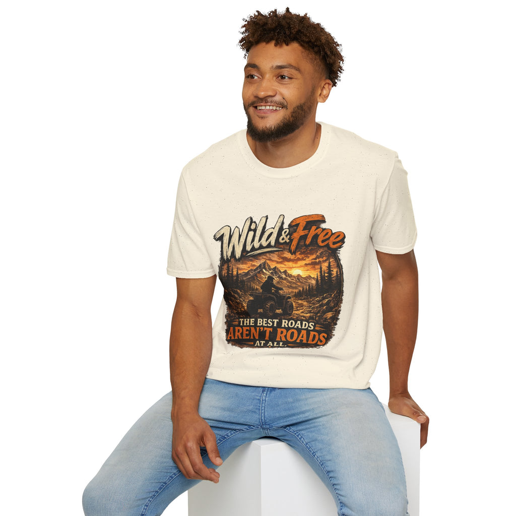 Wild & Free Mountain T-Shirt — 'The Best Roads Aren't Roads At All' Adventure Tee