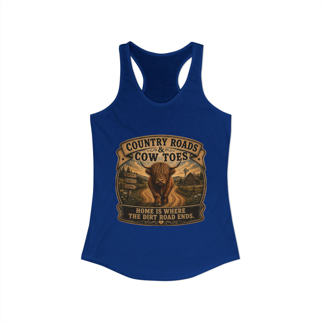 Country Roads & Cow Toes Women's Ideal Racerback Tank