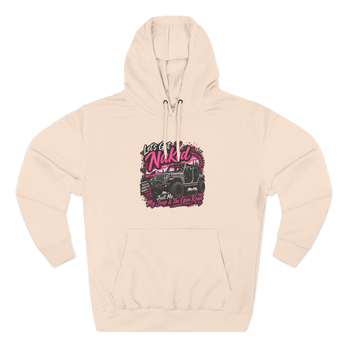 Jeep 'Let's Get Naked' Graphic Hoodie — (Pink) Off-Road Adventure Pullover
