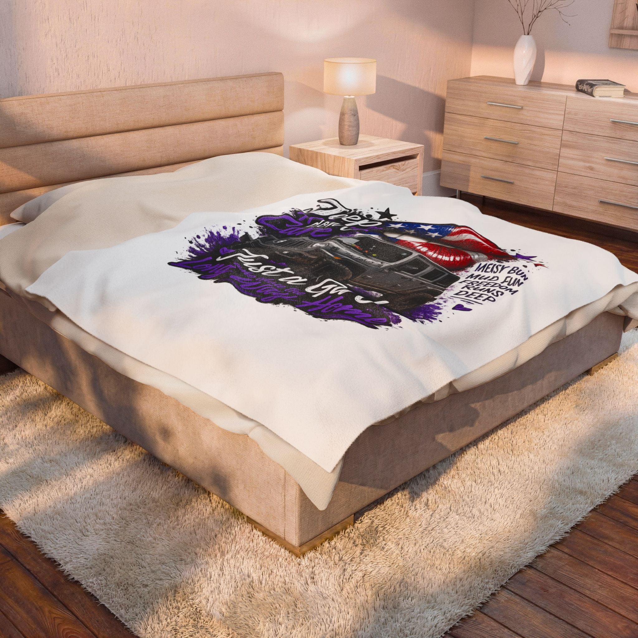 Just A Girl On A Long Way Home Jeep Velveteen Plush Blanket