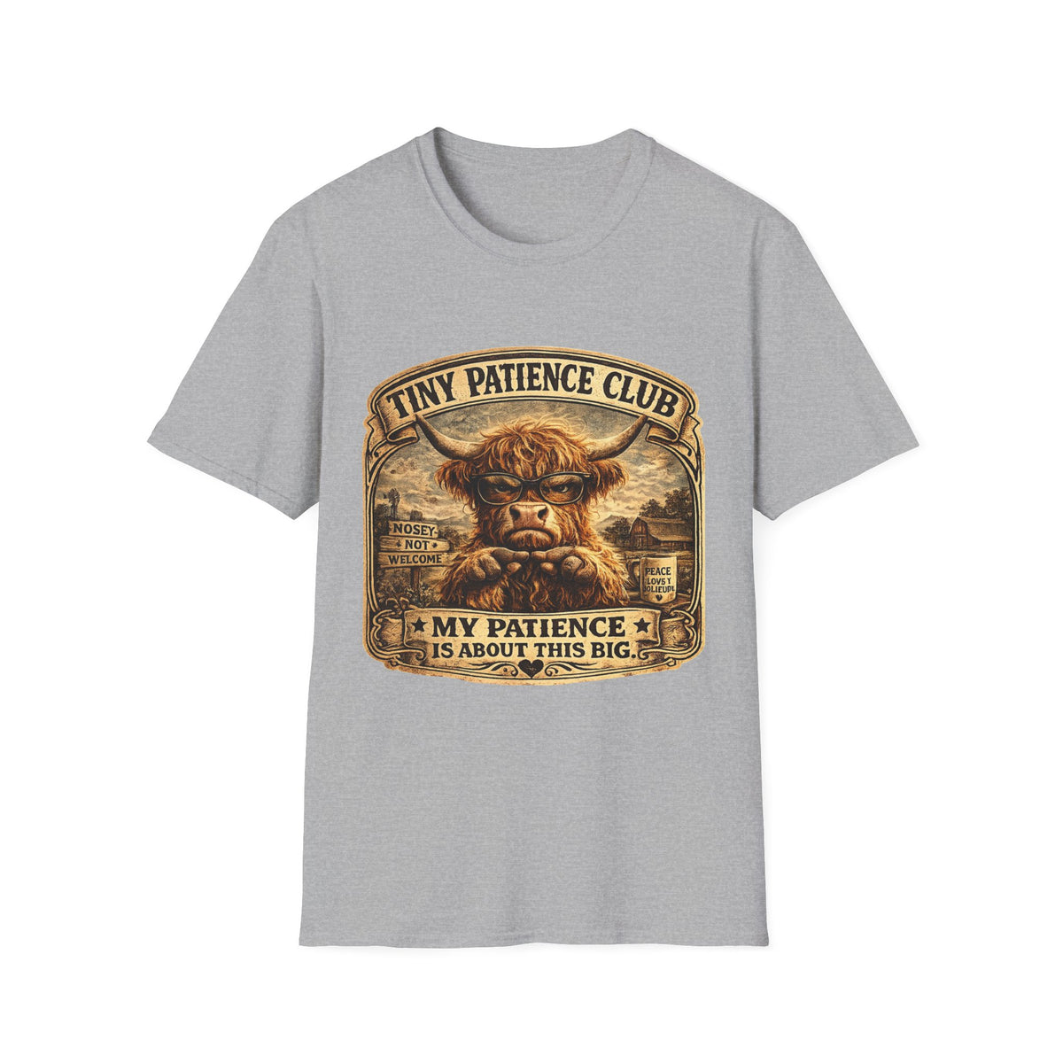 Tiny Patience Club Highland Cow Unisex Softstyle T-Shirt