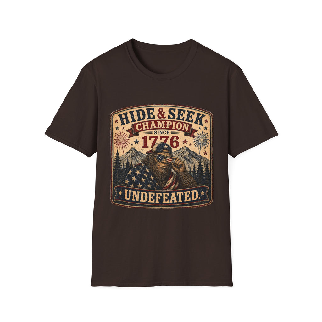 "Hide & Seek Champion Since 1776" Vintage Patriotic Graphic — T-Shirt