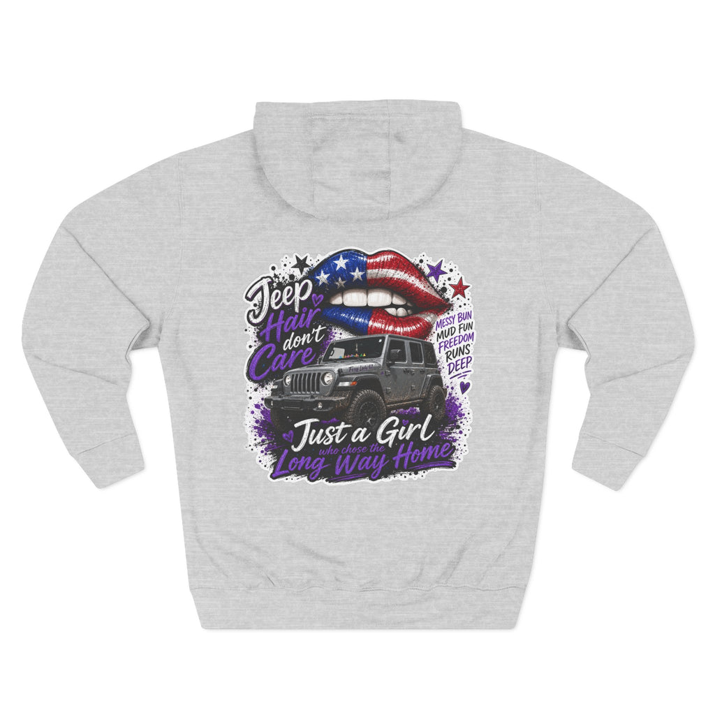 Patriotic 'Jeep Ain't Just a Girl Thing' – Graphic Fleece Pullover Jeep Driver Hoodie