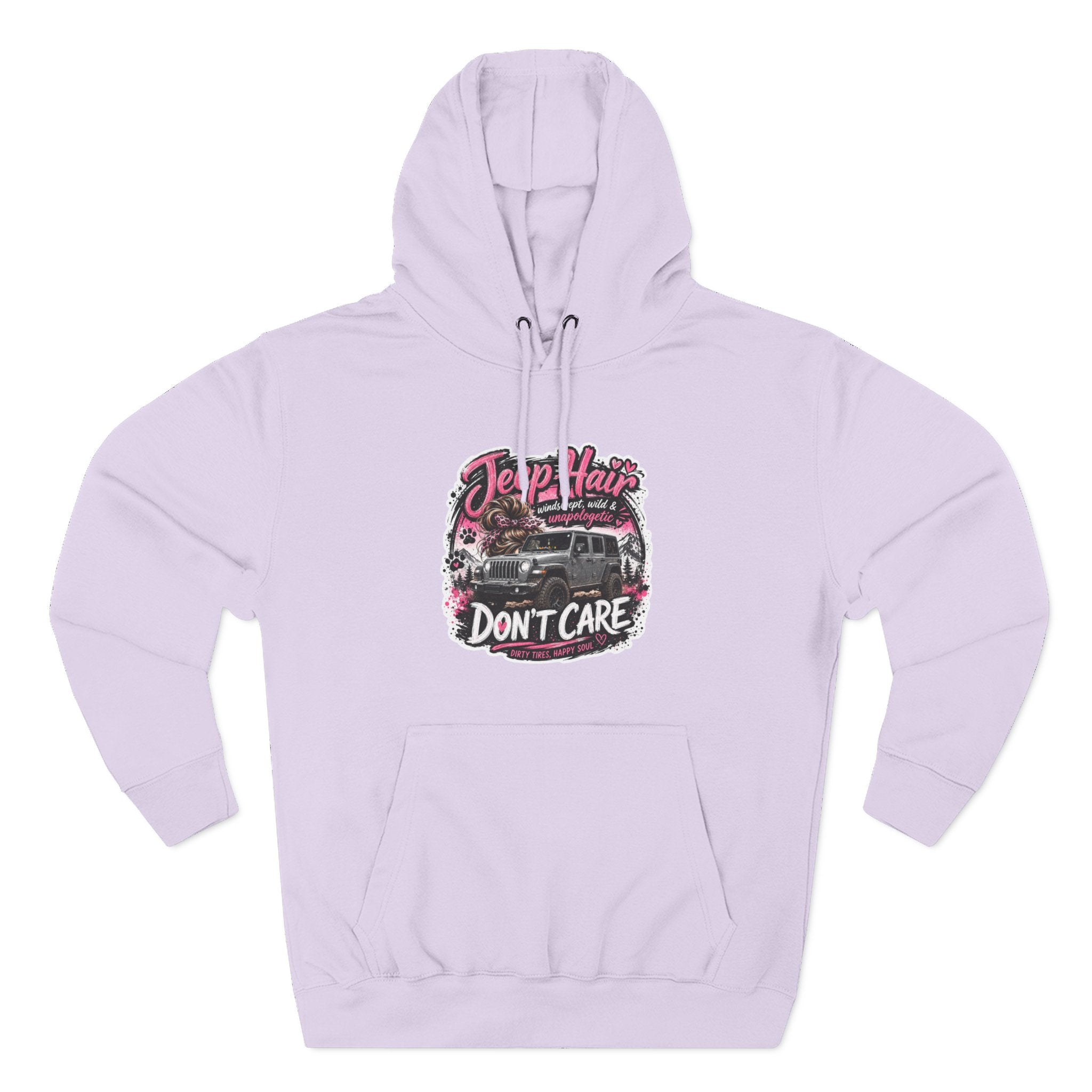 Jeep Hair Don't Care (Pink) Three-Panel Fleece Hoodie