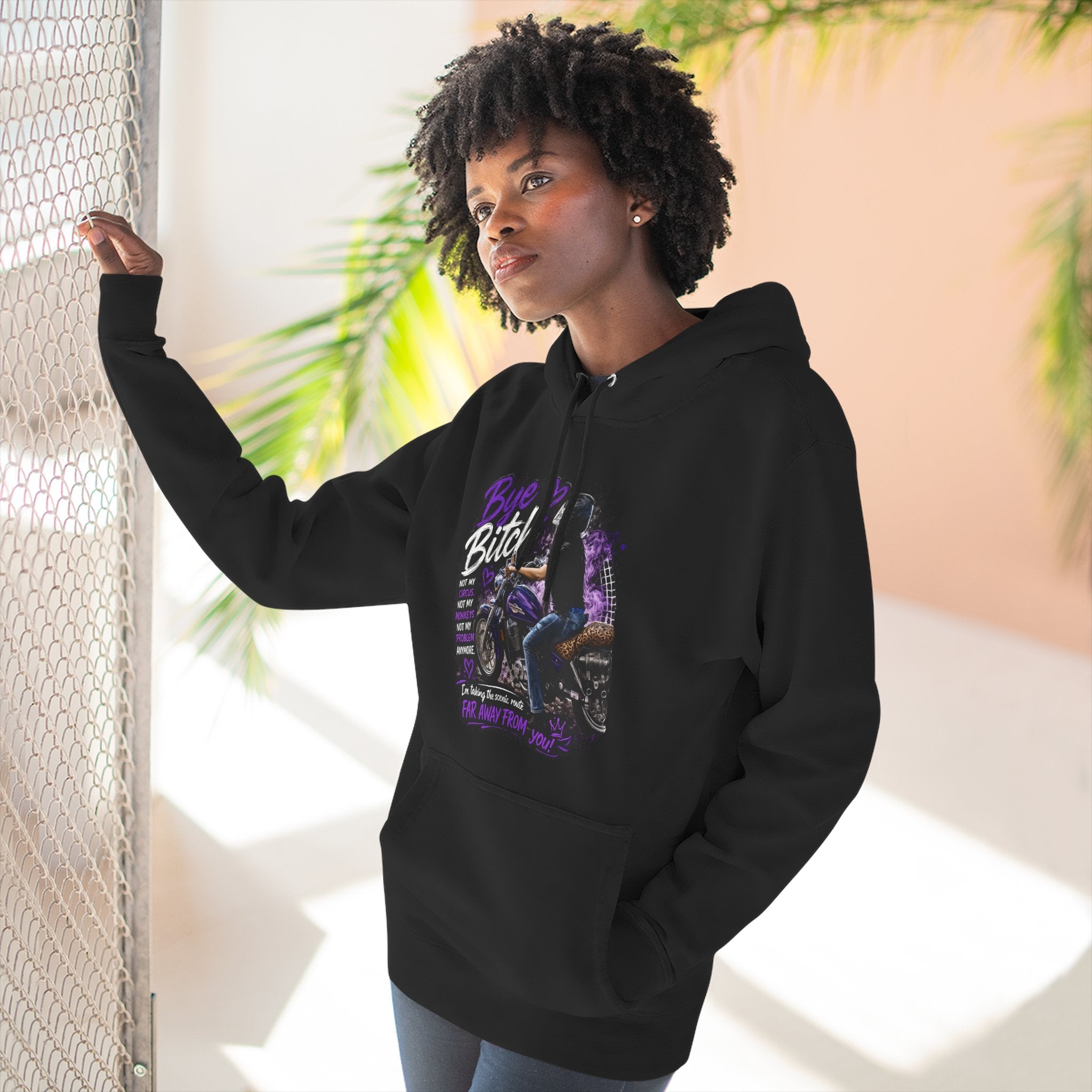 "Bitch" Retro Motorcycle Pullover — Biker Babe Graphic Hoodie