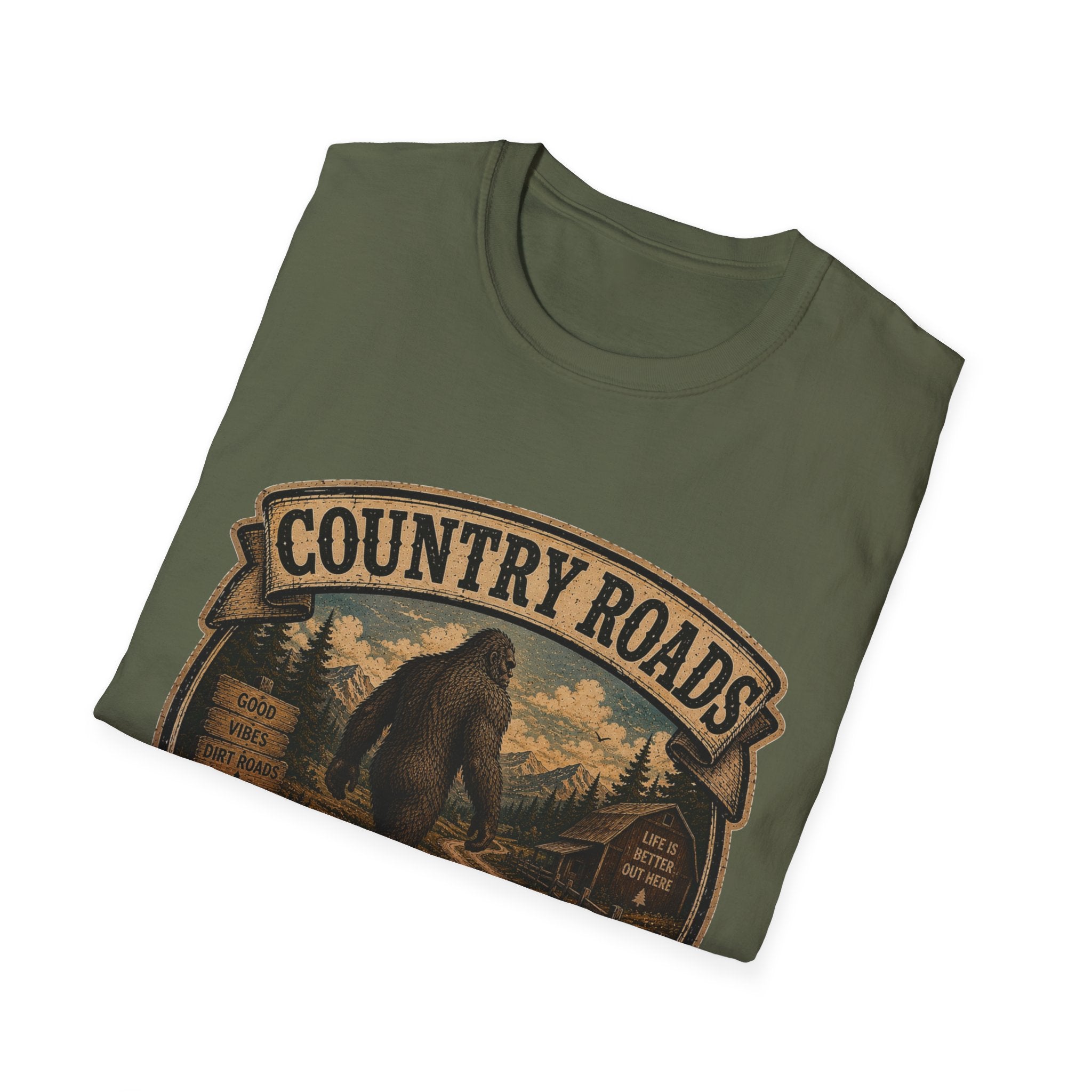 Country Roads T-Shirt — Vintage Bigfoot Scenic Travel Tee
