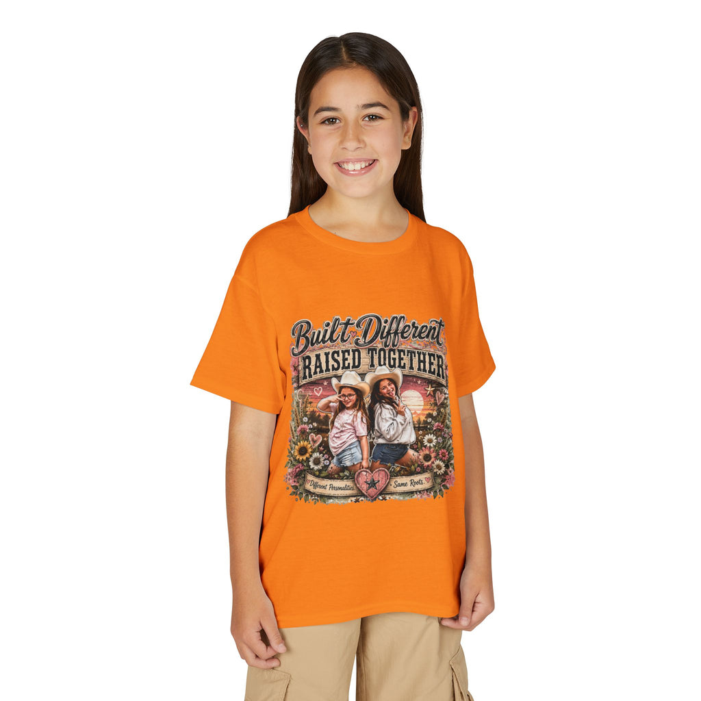 "Built Different, Raised Together" Siblings Vintage Floral Tee — Youth T-Shirt