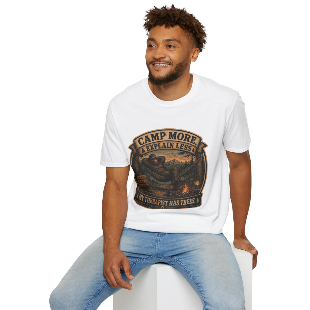 “Camp More, Explain Less” Vintage Camping Graphic Tee — T-Shirt