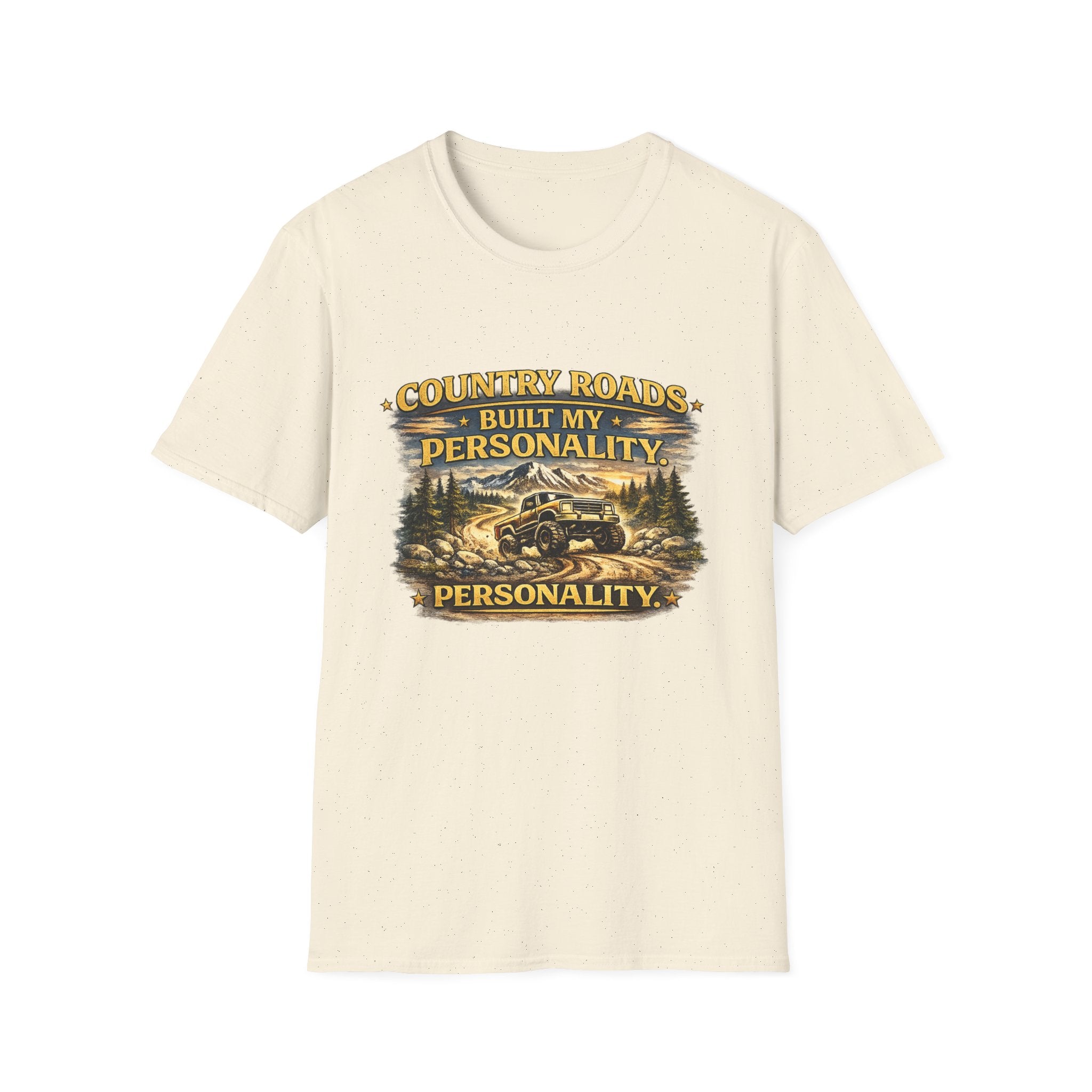 "Country Roads Built My Personality" Vintage Mountain Truck Tee — T-Shirt